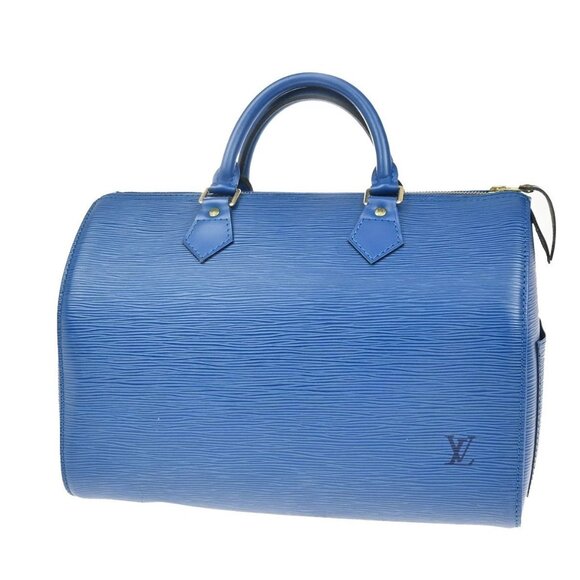 LOUIS VUITTON LV Logo Speedy 30 Travel Hand Bag Epi Leather Blue M43005 77RF569 - Picture 1 of 15